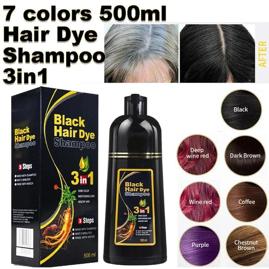 30ml 500ml 3-in-1 Quick Hair Dye Shampoo Natural Black Herbal Hair Dye Moisturizing Mild Hair Dye Conditioner Hair Care Products