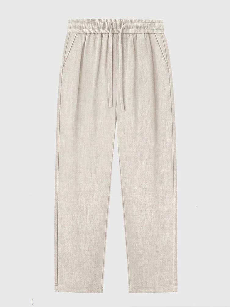 Straight Casual Cotton Linen Pants for Men Wide Leg Lightweight Baggy Cotton Sweatpants Male Walking Jogger Trousers