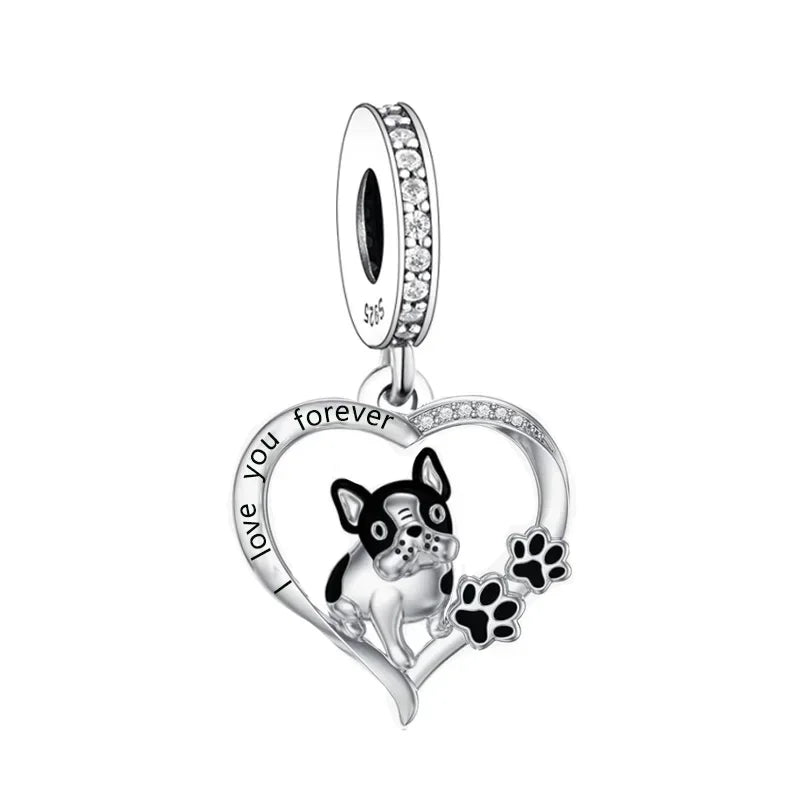 Huoonew Fit Original Pan Charm Bracelet 925 Silver I Love You Forever Yorkshire Dog Bead DIY Memorial Berloque