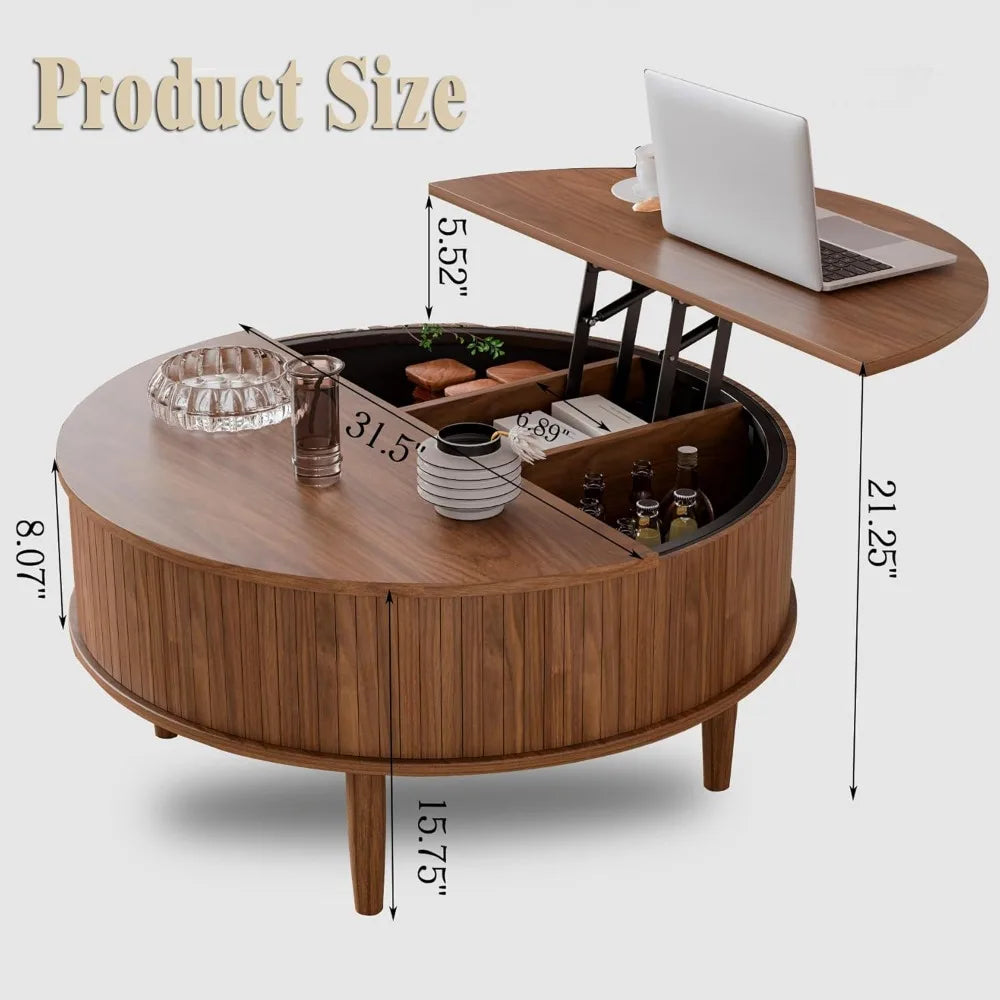 HUANZHUANG Lift Top Coffee Table with Storage Mid Century