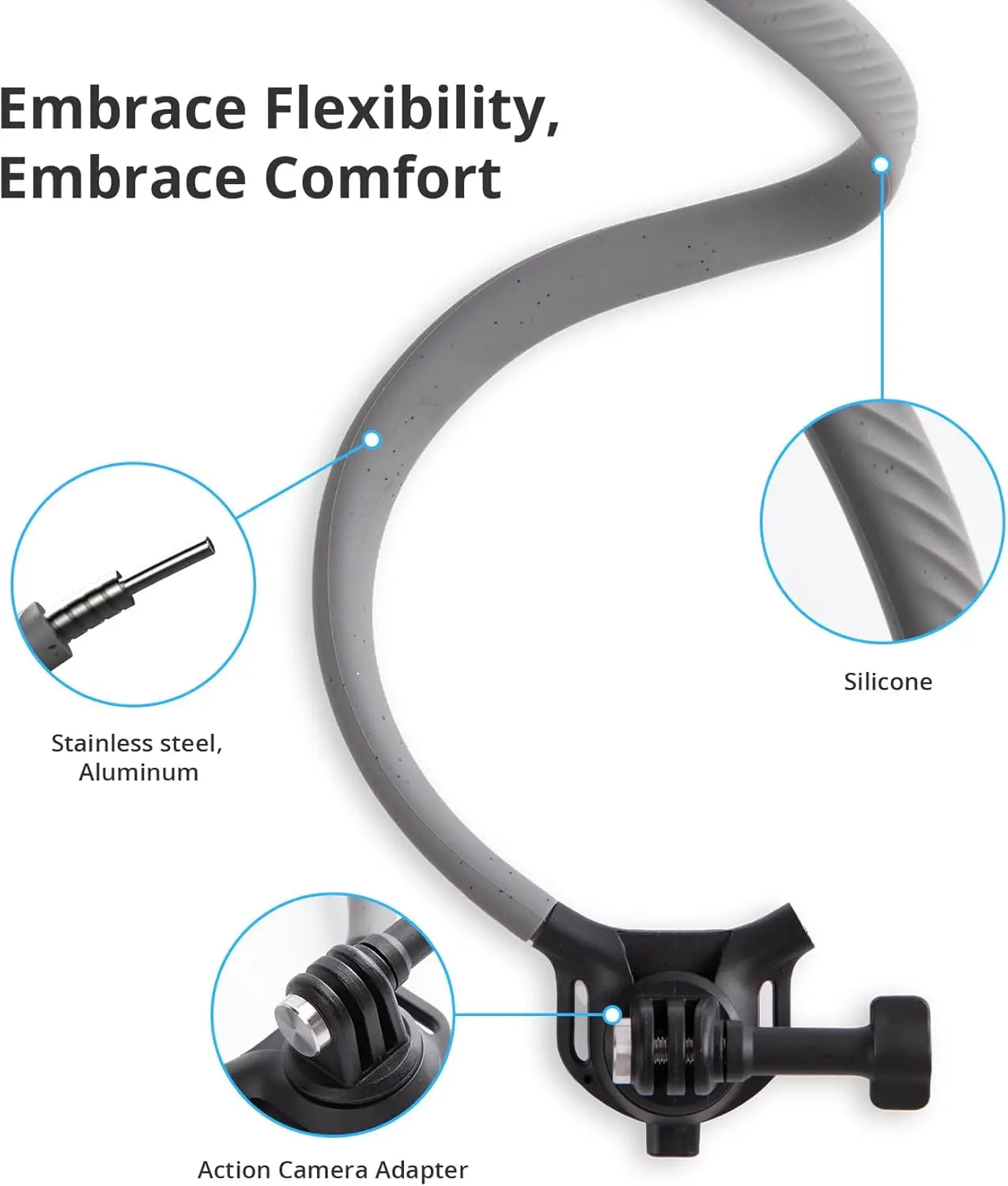 PGYTECH Caplock Neck Hold Mount Chest Mount For GoPro 12/11/10 Insta360/DJI Osmo Action Silicone Action Camera/Phone Accessories