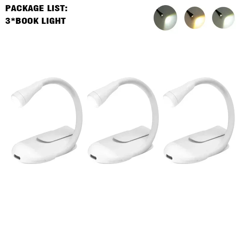 Mini Book Light Portable Clip Night Light USB Charging LED Dimmable Eye Protect Camping Clip 360 Degree Flip Book Lamp