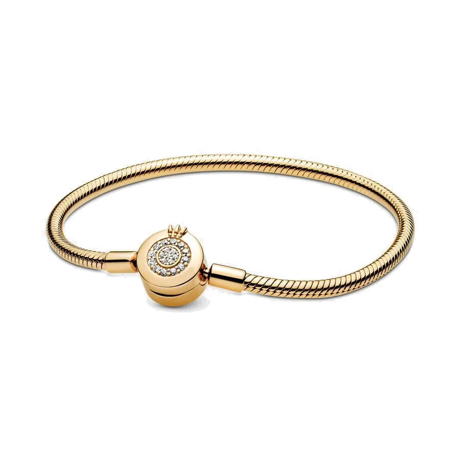 2025 New Creative Pop Sparkling Crown Snake Chain Bracelet for Pandora DIY Women's Exquisite High Quality Jewelry Gifts