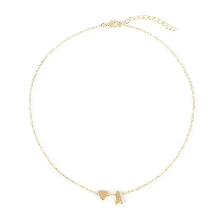 26 Alphabet Initial Letters Heart Gold Necklace Chain Pendant Bridesmaid Jewelry