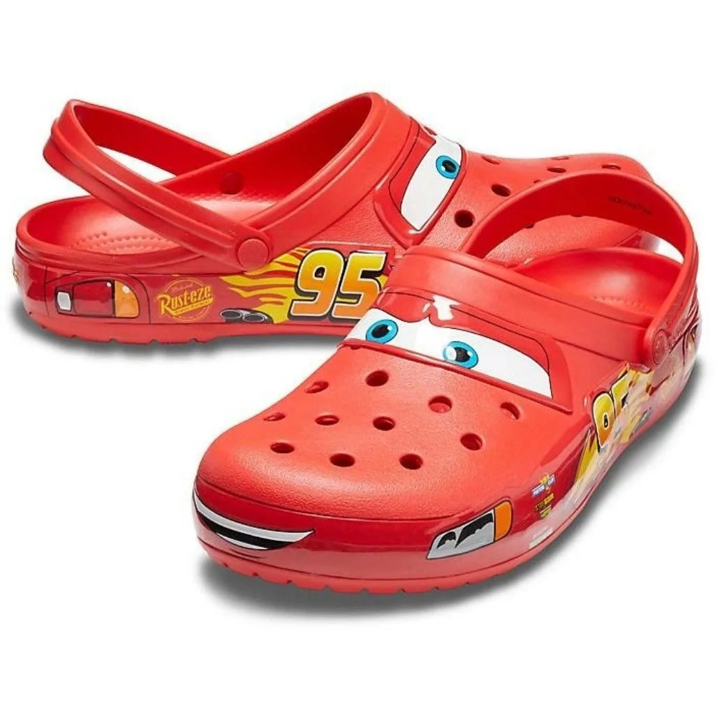 Disney Pixar Lightning McQueen Cartoon Solid Waterproof Slippers Outdoor Sandals Casual Breathable Ankle Wrap EVA Shoes Gift