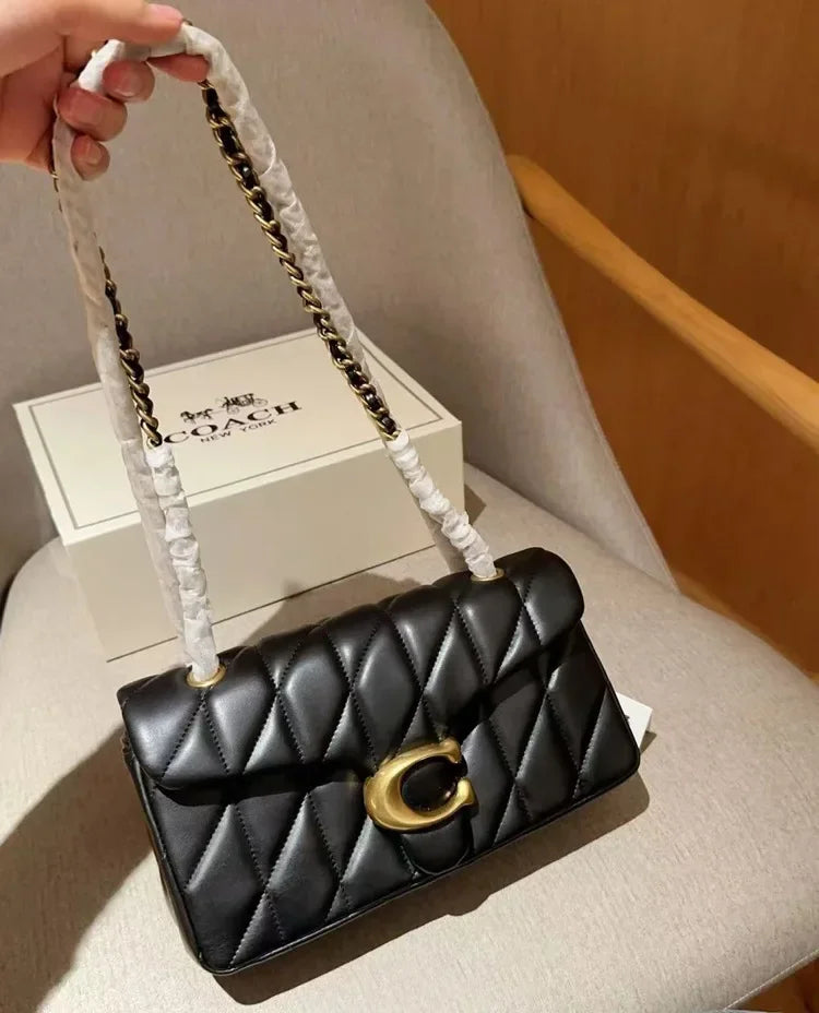 High Version Women's Sheepskin Striped Messenger Bag Luxury Leather Diaper Bag