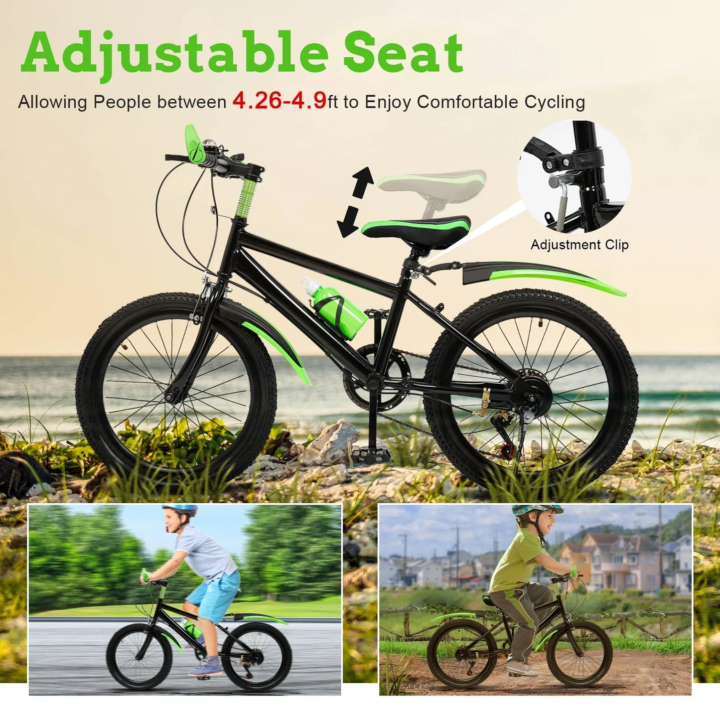 20 Inch Children's Mountain Bike 6 Speed Double Disc Brake Premium Mountain Bike with Suspension Fork for Kids Girls and Boys