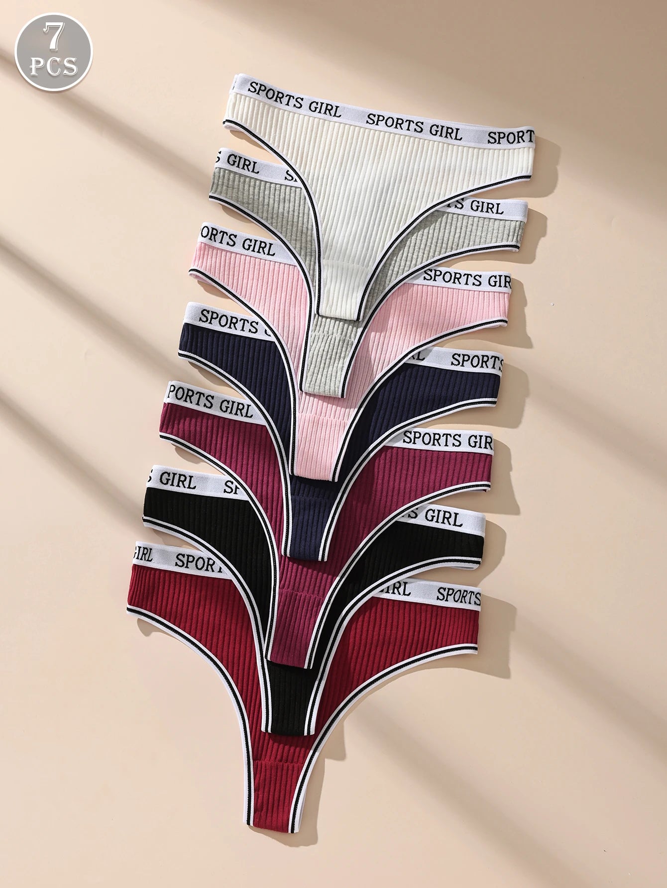 7 Pieces Women Thongs Low Waist Sexy Underwear Cotton G String Breathable Ladies Panty Female Lingerie