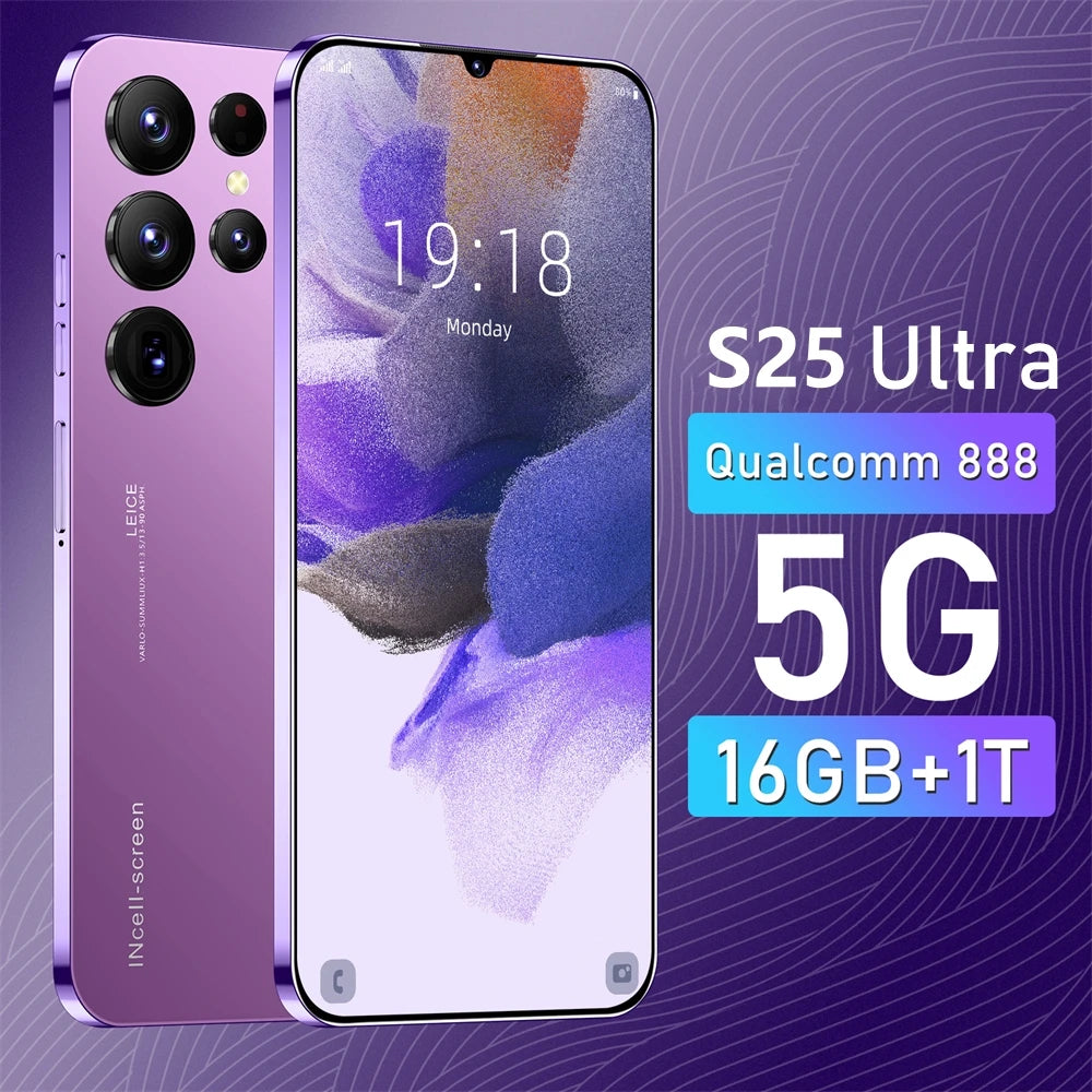 S25 Ultra Smartphone 22TB Plus 2TB Global Version 7.3 Inch HD Full Screen 4G 5G Dual SIM Cell Phone 8000mAh 10 Core Super Game Phone