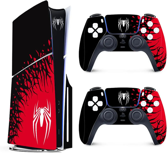 Vinyl Cover Skins for Playstation 5 Slim Console Superhero Skin Wrap Set for PS5 Disc Edition Controller Stickers Accessories
