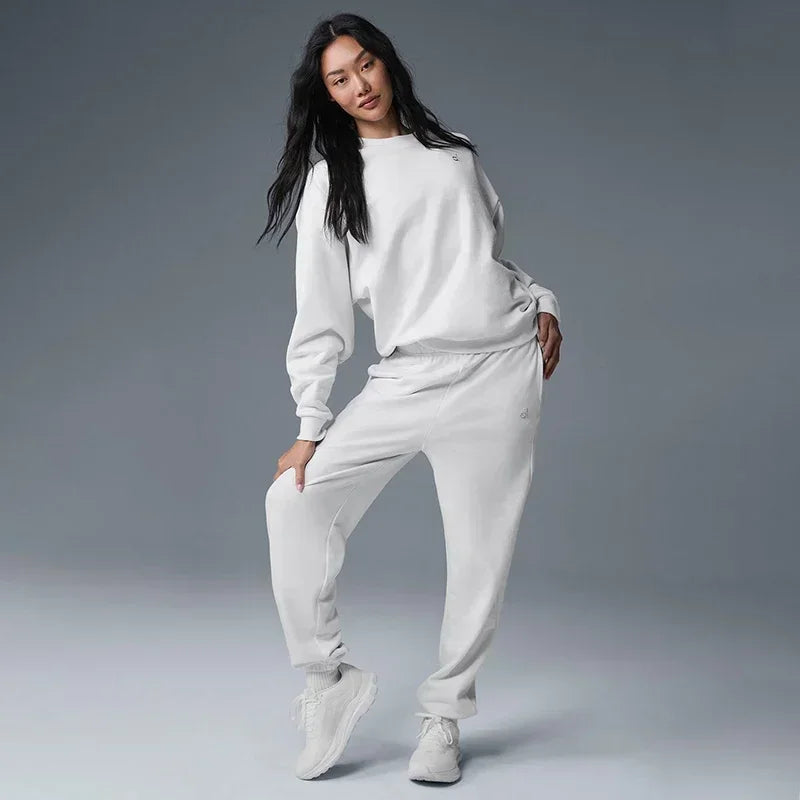 Yoga Pullover Round Neck Cotton Comfortable Solid Color Long Sleeve Hoodie Casual Top Unisex