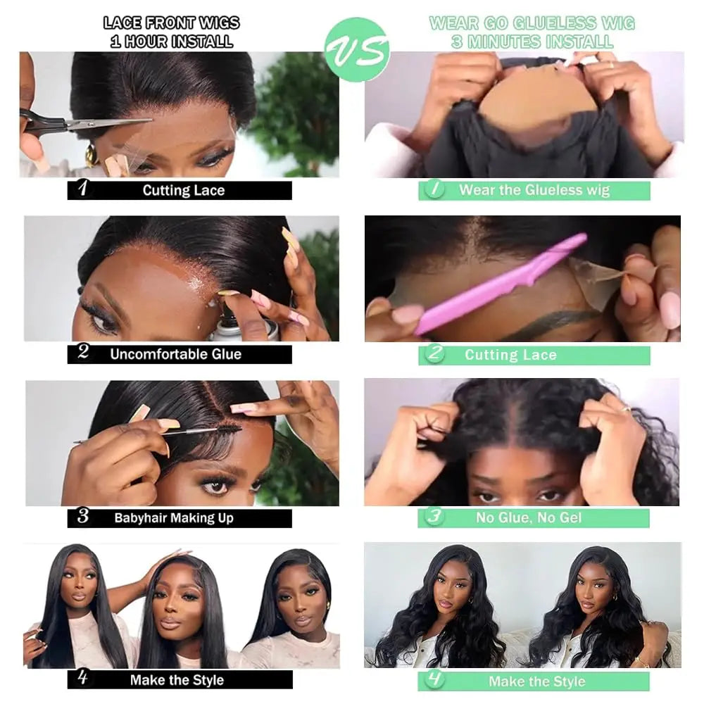 Wear Go Glueless Wig Body Wave Human Hair Wigs 30 Inch 32 Inch 6x4 5x5 HD Lace Closure Wig Pre Plucked Pre Cut Brazilian Hair