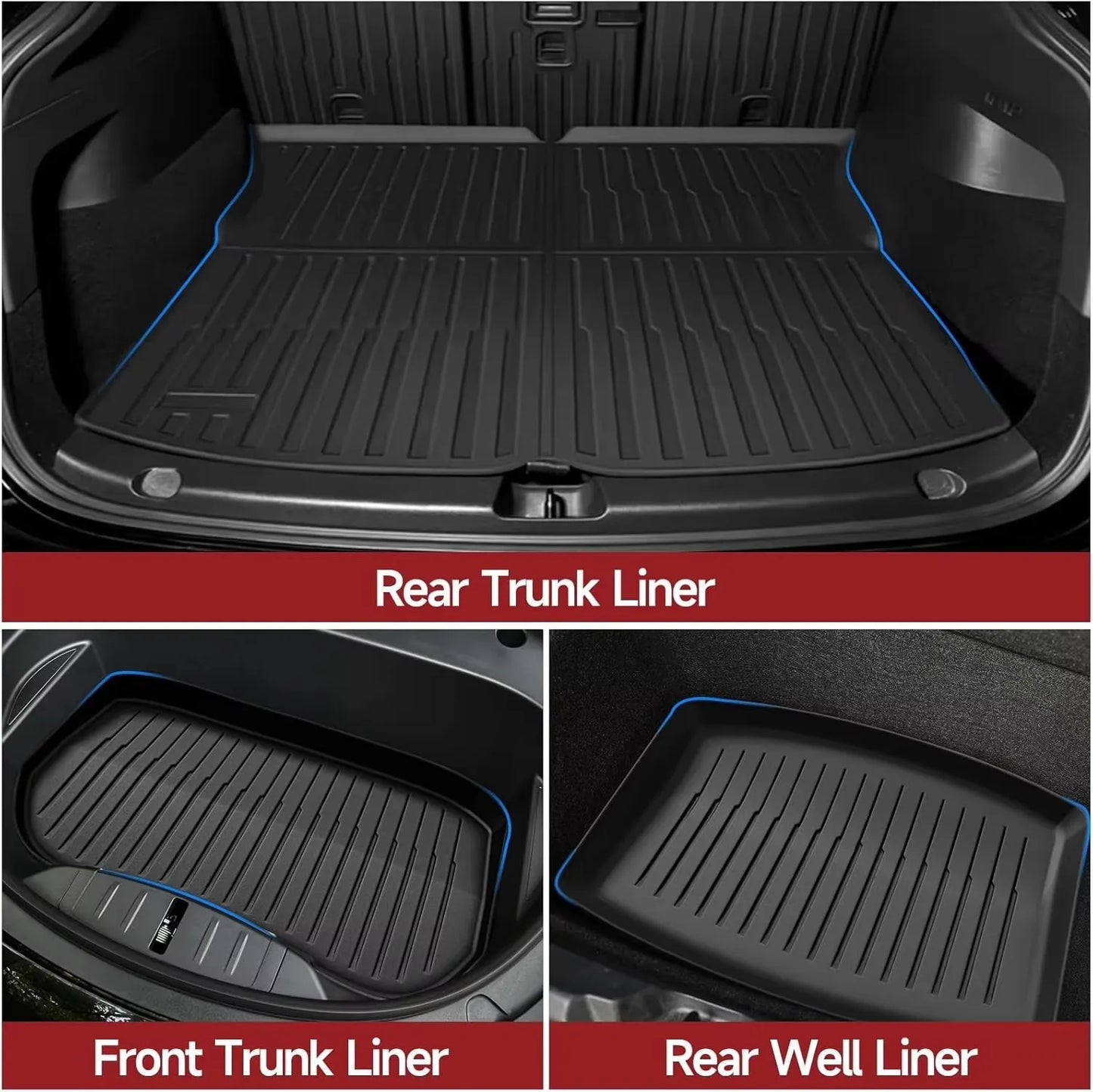 Car Trunk Mat For New Tesla Model Y 2025 Juniper TPE Floor Mats Cargo Liner All Weather Floor Liner Backrest Mats