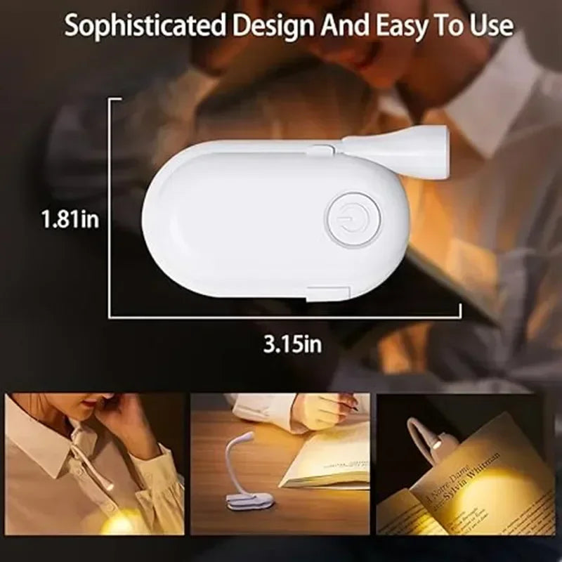 Mini Book Light Portable Clip Night Light USB Charging LED Dimmable Eye Protect Camping Clip 360 Degree Flip Book Lamp