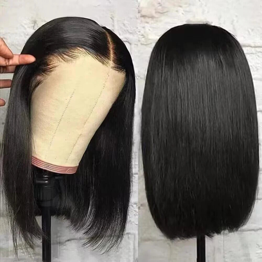 Short Bob Wig Transparent Lace Frontal Wigs Human Hair 100 Percent Straight Bob Wigs Pre Plucked 13x4 Lace Front Wigs For Black Women