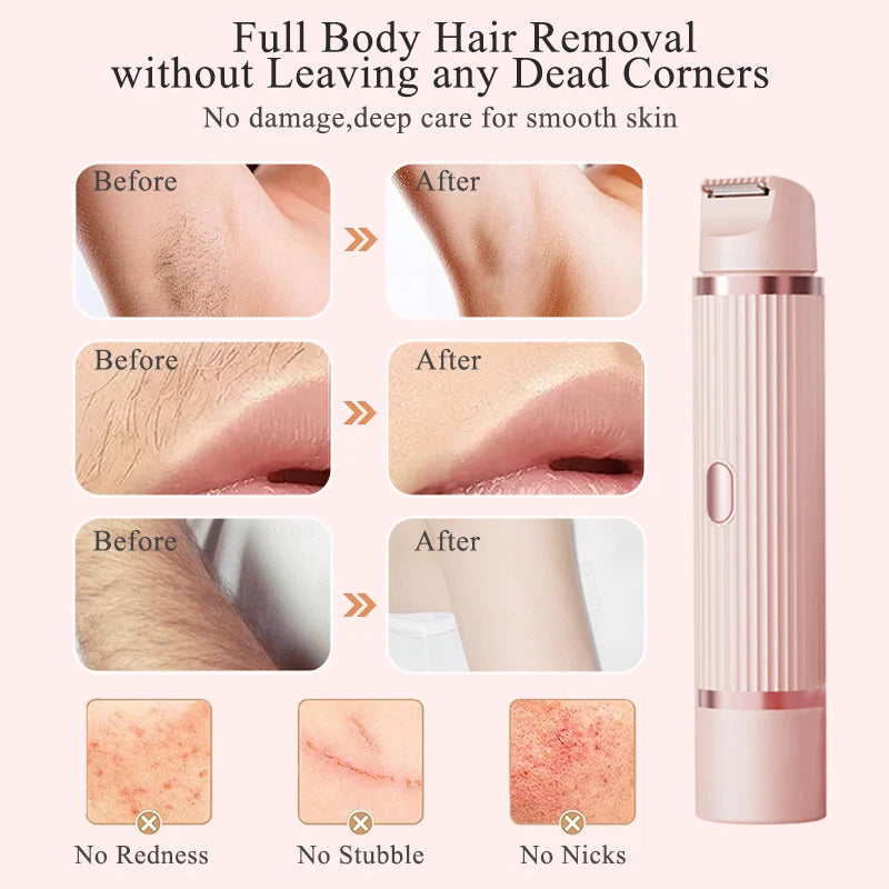 Electric Razor for Women Rechargeable Bikini Trimmer Body Epilator Shaver for Private Area Underarm Legs and Facial Hair Removal