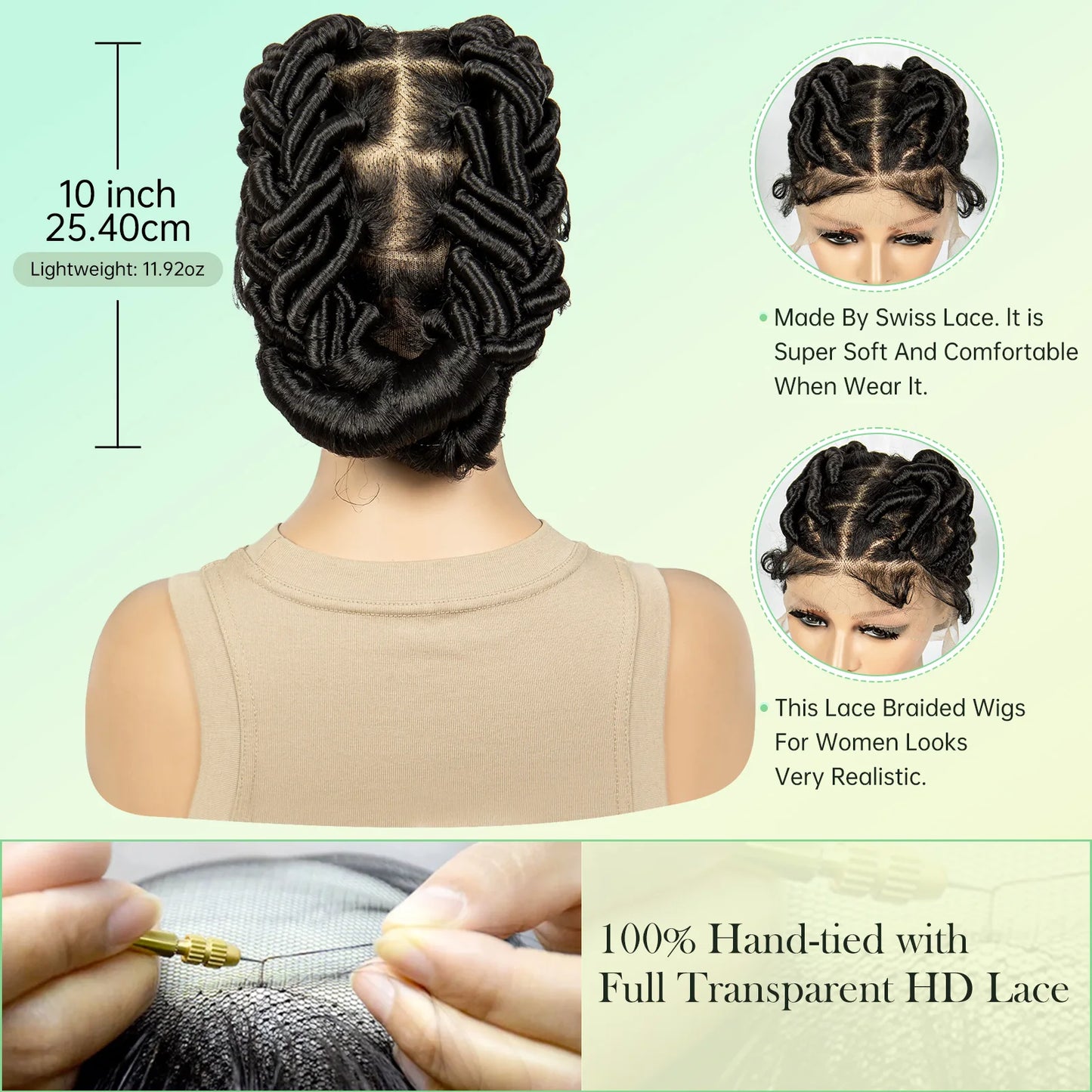 Full Lace Braided Wigs Crochet Twisted Wigs Synthetic Knotless Cornrow Transparent Lace Front Wigs for Black Women