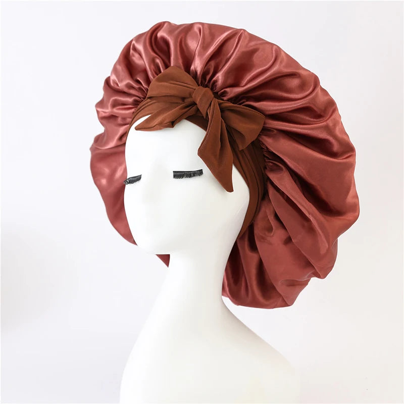 Bonnets Silk Satin Hat Hair Night Satin Bonnet Satin Hat To Sleep Bonnets for Women Cap Beanie Curly Braid Hair DM04