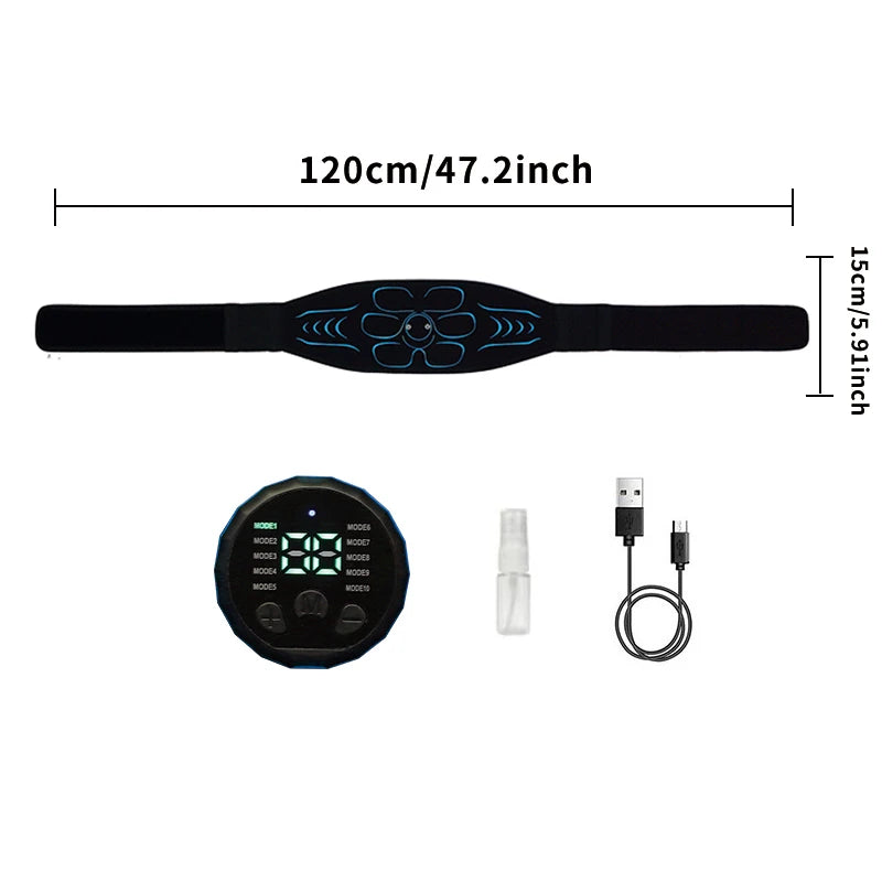 Smart Abdominal Toning Belt Abs Trainer Muscle Toner USB Charge Body Waist Belly Arm Massager Home Gym Fitness Workout Equipment