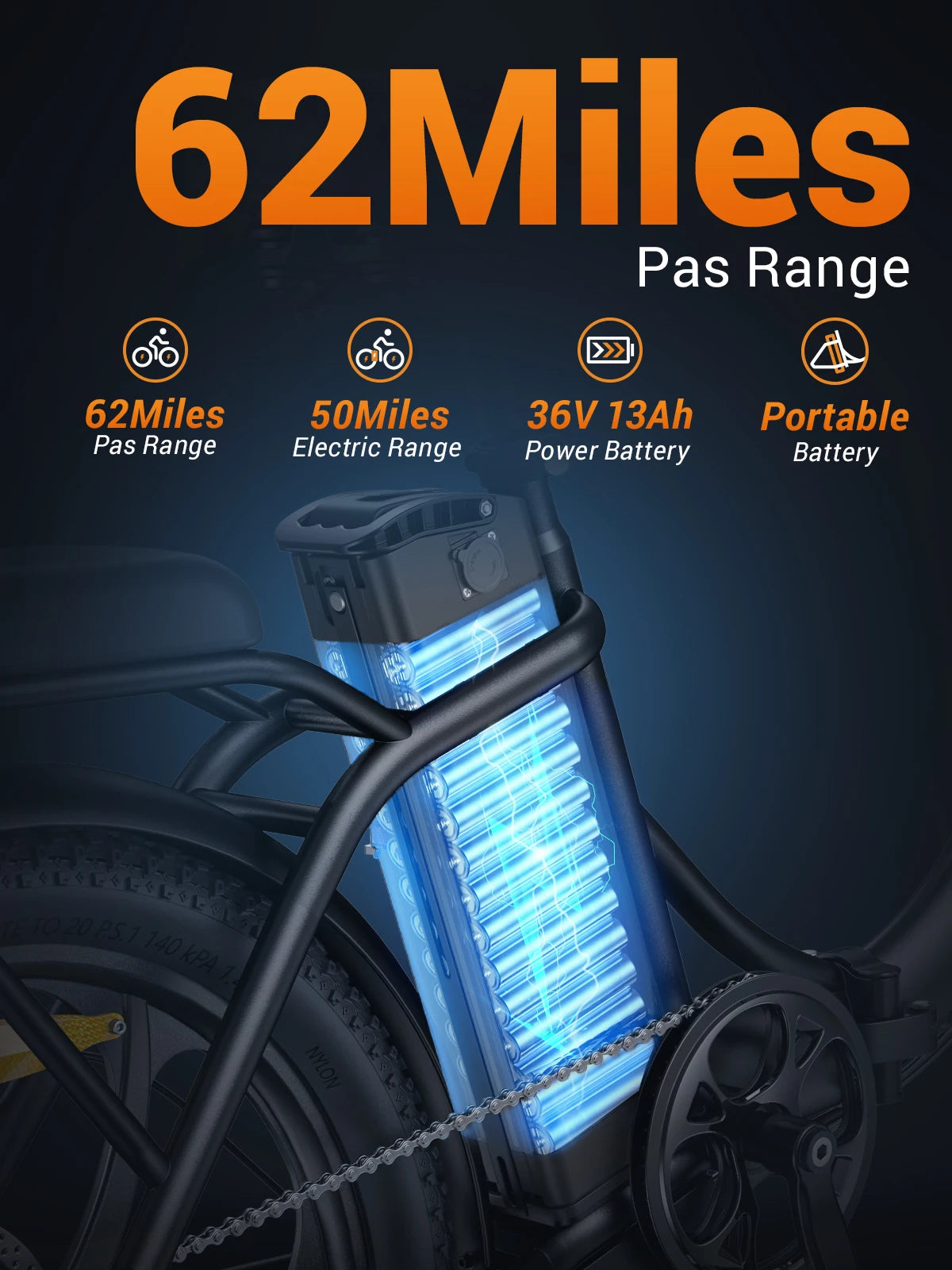 MilePort 1 Folding E-Bike with 750W Motor and 36V 13AH Battery for Mountain and Urban Commuting