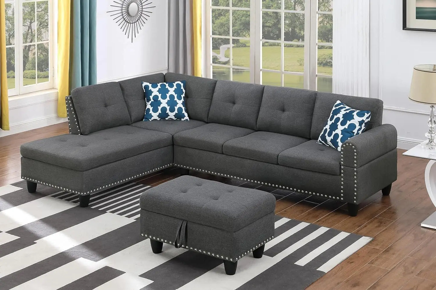 ZHUXIANG L Shape Sectional Sofa Couch Modern Living Set