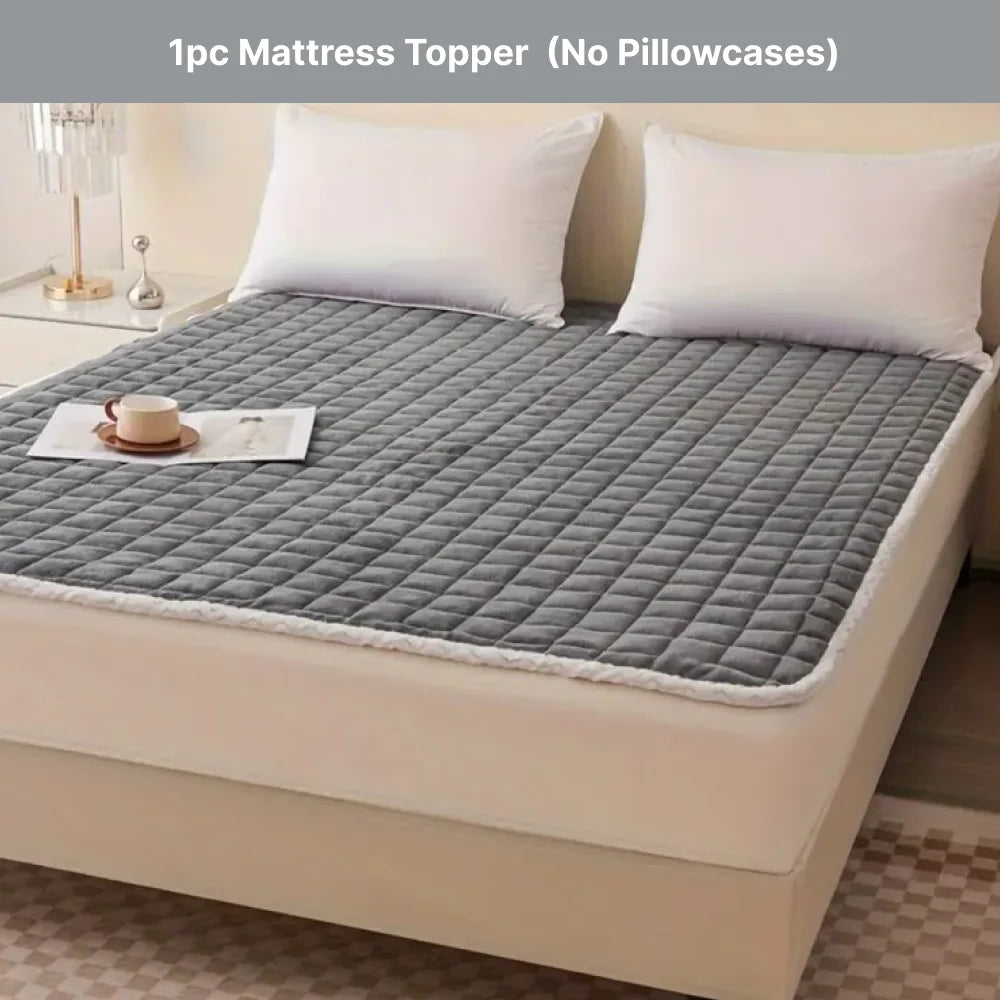 Milk Velvet Mattress Pad Soft Breathable Bedding Protector Queen Size Comfortable Quilted Top Mattress Cover