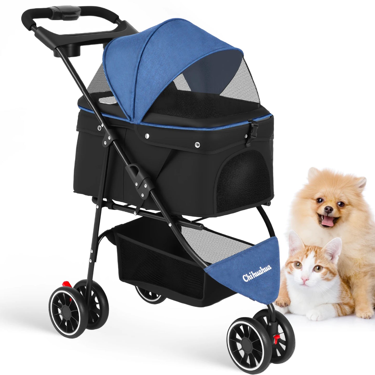 Pet Stroller For Small Puppy Dogs & Cats Travel Portable Dog Stroller  Foldable Dog Cat Carrier Strolling