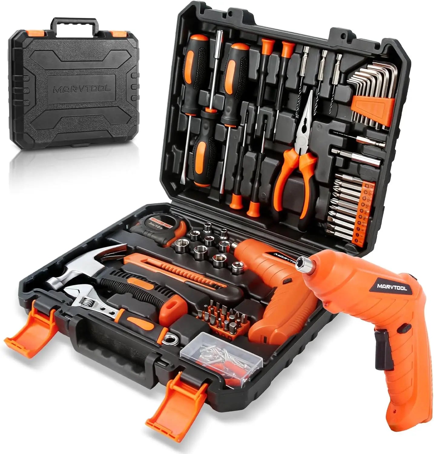 140/152/57 Piece Tool Set, Tool Box with 4/12V Cordless Drill, Home Repair Hand Tool Kit, General Drill Set for DIY House Repair