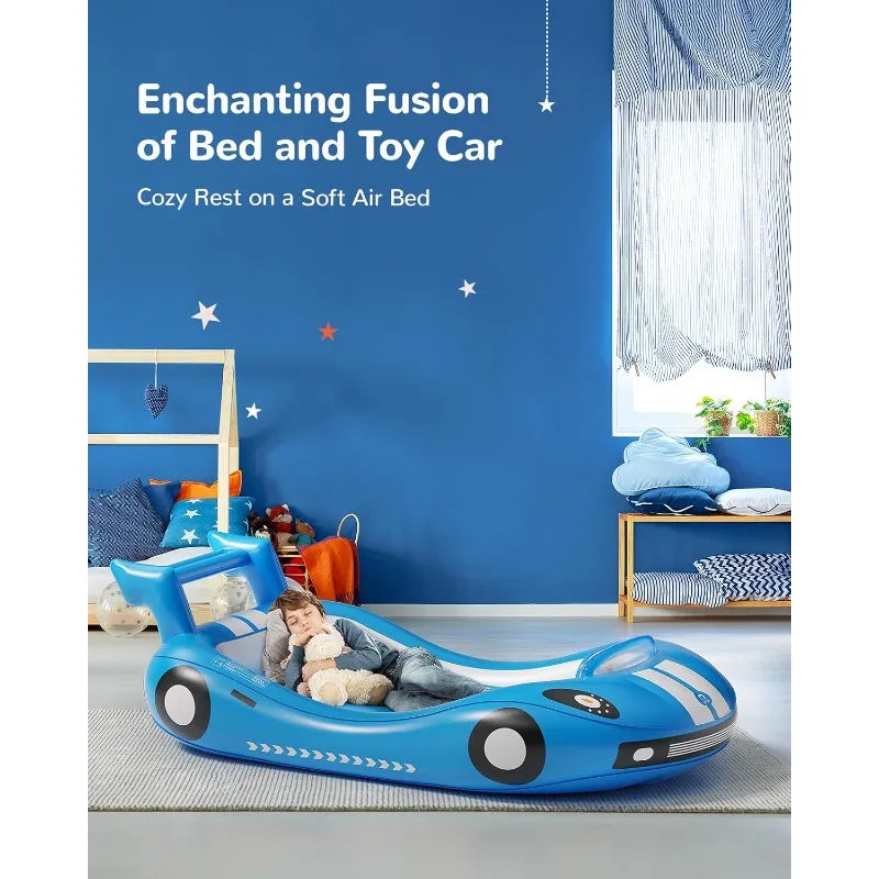 Inflatable Kids Bed Toddler Travel Bed with Sides for Camping Traveling Hotel or Home Use Hand Pump Included
