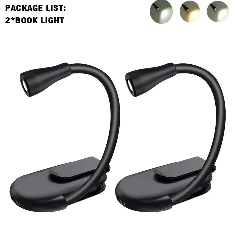 Mini Book Light Portable Clip Night Light USB Charging LED Dimmable Eye Protect Camping Clip 360 Degree Flip Book Lamp