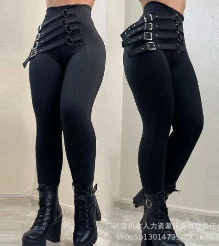 Women's High Waist Trousers 2025 Solid Color Skinny Leggings