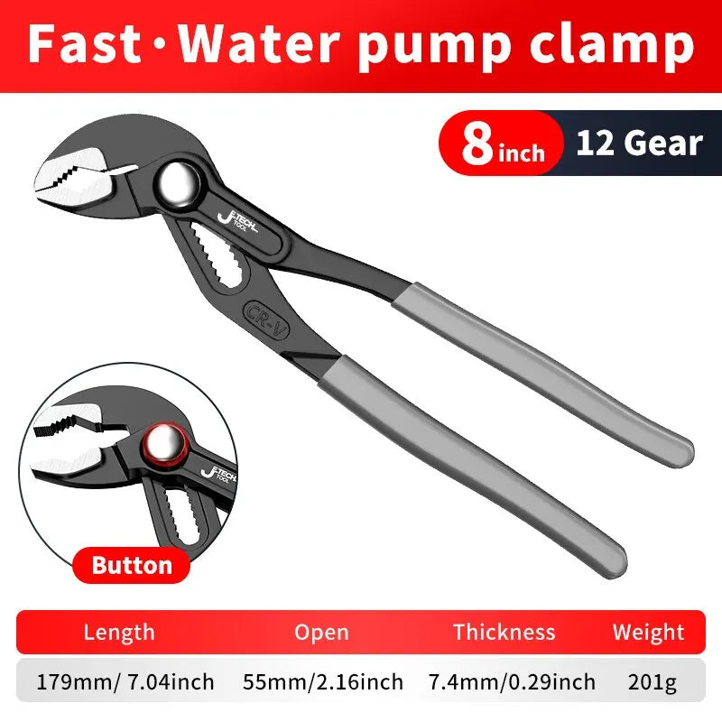 Water Pump Pliers Quick Release Adjustable Pipe Wrench Household Hand Tools Multi Functional Plumbing Pliers