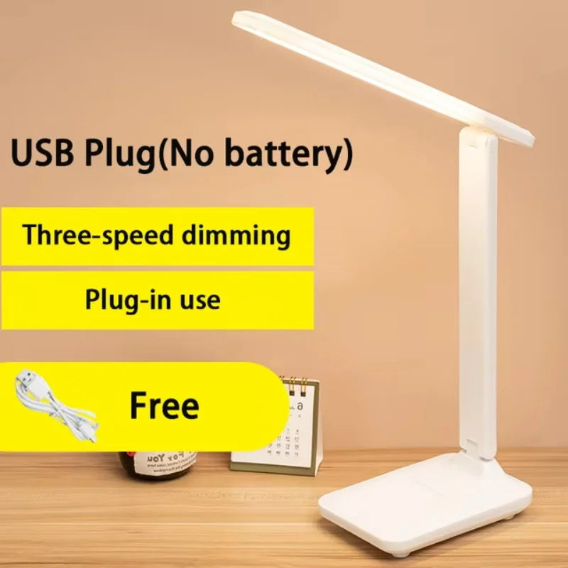 Folding Table Lamp Eye Protection Touch Dimmable LED Desk Lamp for Bedroom Bedside Study and Student Reading USB Plug-in Night Light