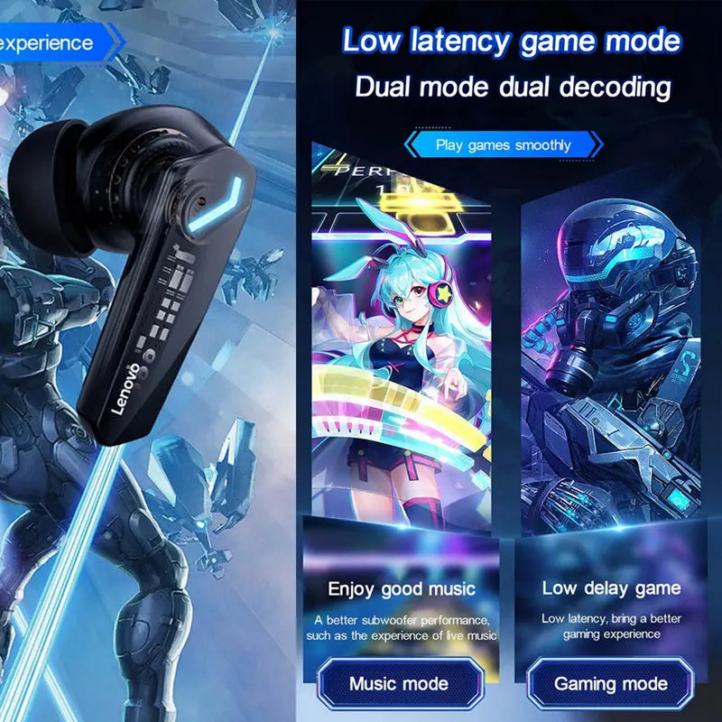 Lenovo GM2 Pro Bluetooth 5.3 Earphones Wireless In-Ear Gaming Headset Low Latency Dual Mode Music Headphones