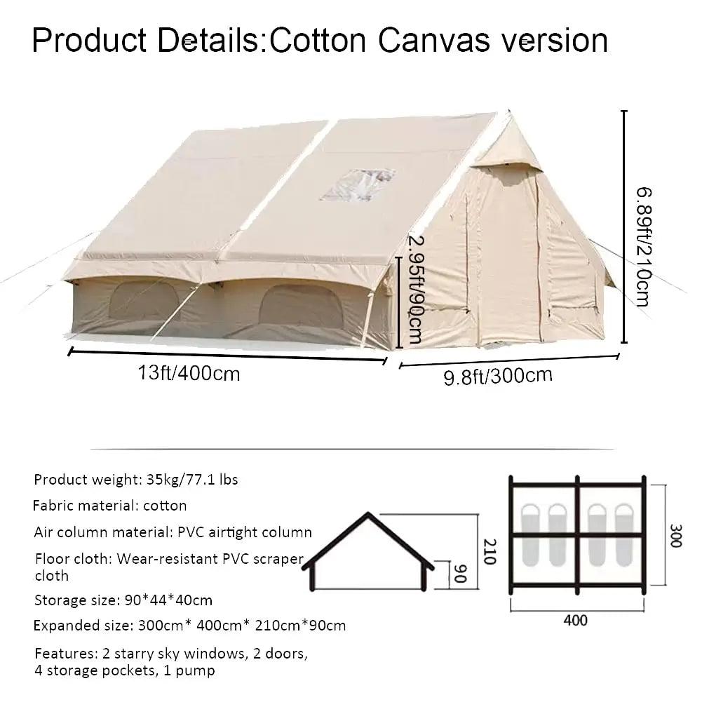 Inflatable Camping Tent Easy Setup Waterproof Windproof Outdoor Self Supporting Air Tent for Family