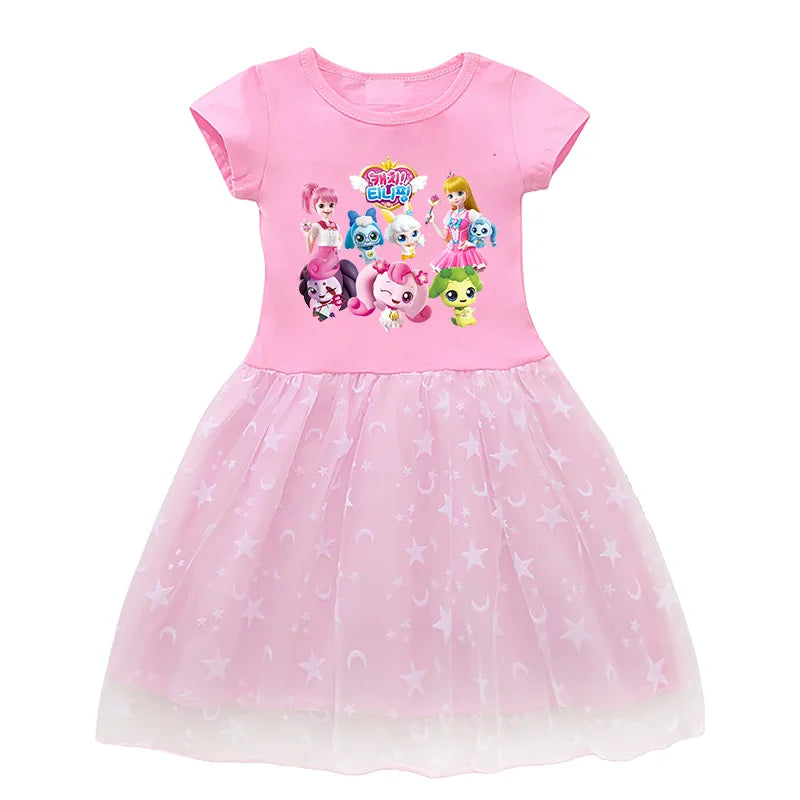 Kids Cotton Knee-Length Dress for Girls Birthday Party Princess Costume Halloween Cosplay