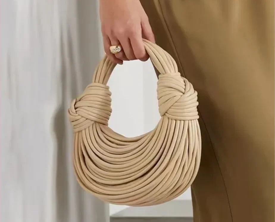 Handbags For Women 2024 New Gold Luxury Designer Brand Handwoven Noodle Bags Rope Knotted Pulled Hobo Silver Evening Clutch Chic