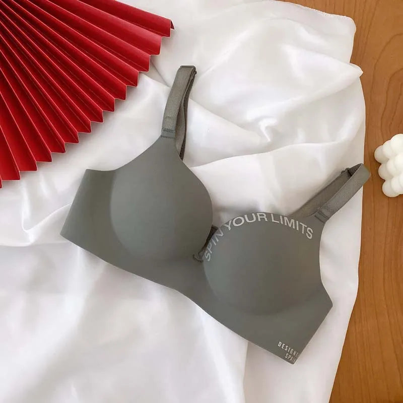 Summer Thin One Piece Seamless British Letter Bra No Wire Adjustable Underwear for Women
