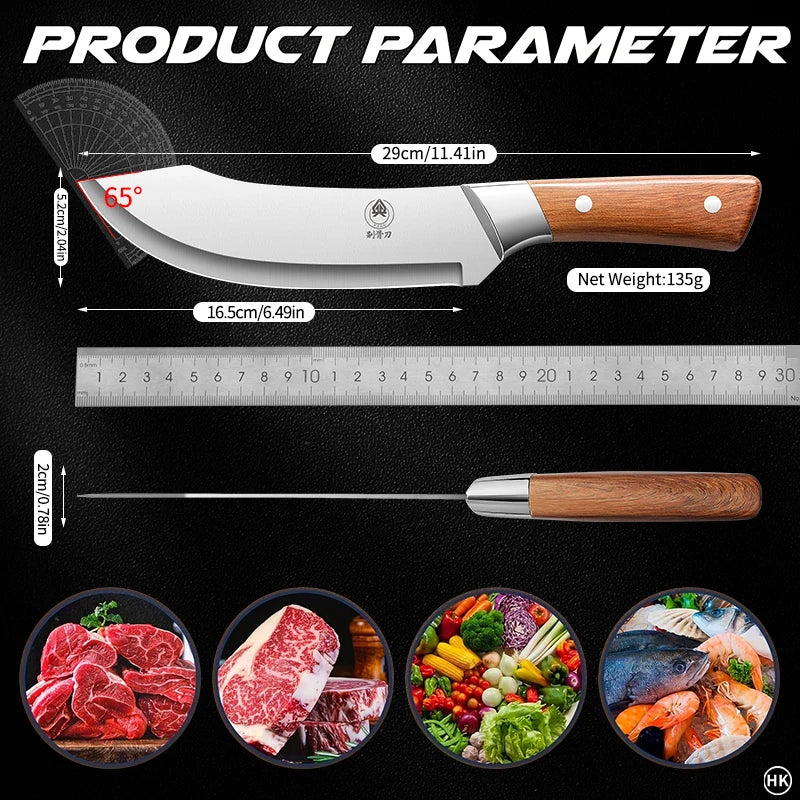 Stainless Steel Ultra Sharp Bending Fracture Knife for Precise Cutting Trimming and Peeling by Professional Butchers