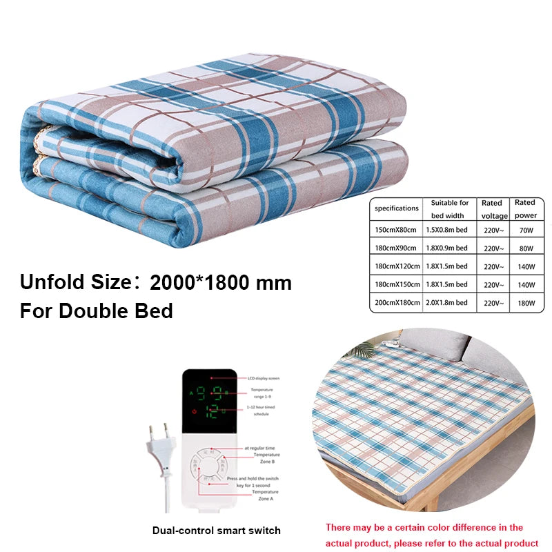 Electric Heating Flannel Blanket Automatic Thermostat Double Body Warmer Bed Mattress Electric Heated Carpets Mat Pad EU 220V