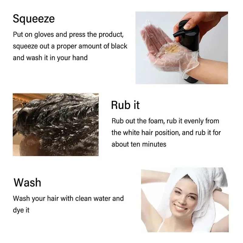 30ml 500ml 3-in-1 Quick Hair Dye Shampoo Natural Black Herbal Hair Dye Moisturizing Mild Hair Dye Conditioner Hair Care Products