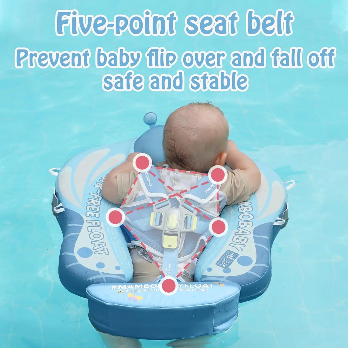 HECCEI Float Add Tail Newest Mambobaby Swim Float with Canopy Solid Pool Infant Swim Trainer Swimming Lying Waist 3-24 Months