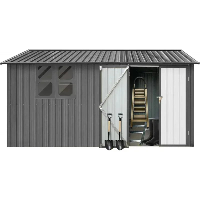 RPD4-UCGO Extra Large 10ftx12ft.Outdoor Sheds Window.Tiny House.Metal Storage Shed with Design of Lockable Doors.U