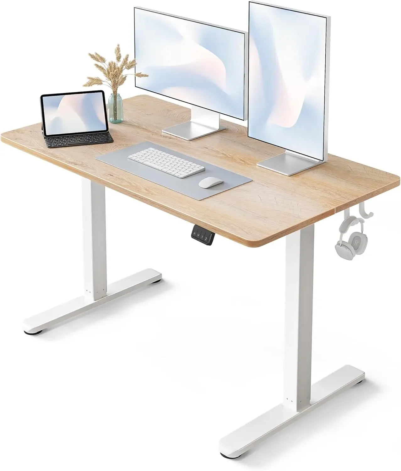 Height Adjustable Standing Desk 48x24 Sit Stand Workstation for Home Office Oak