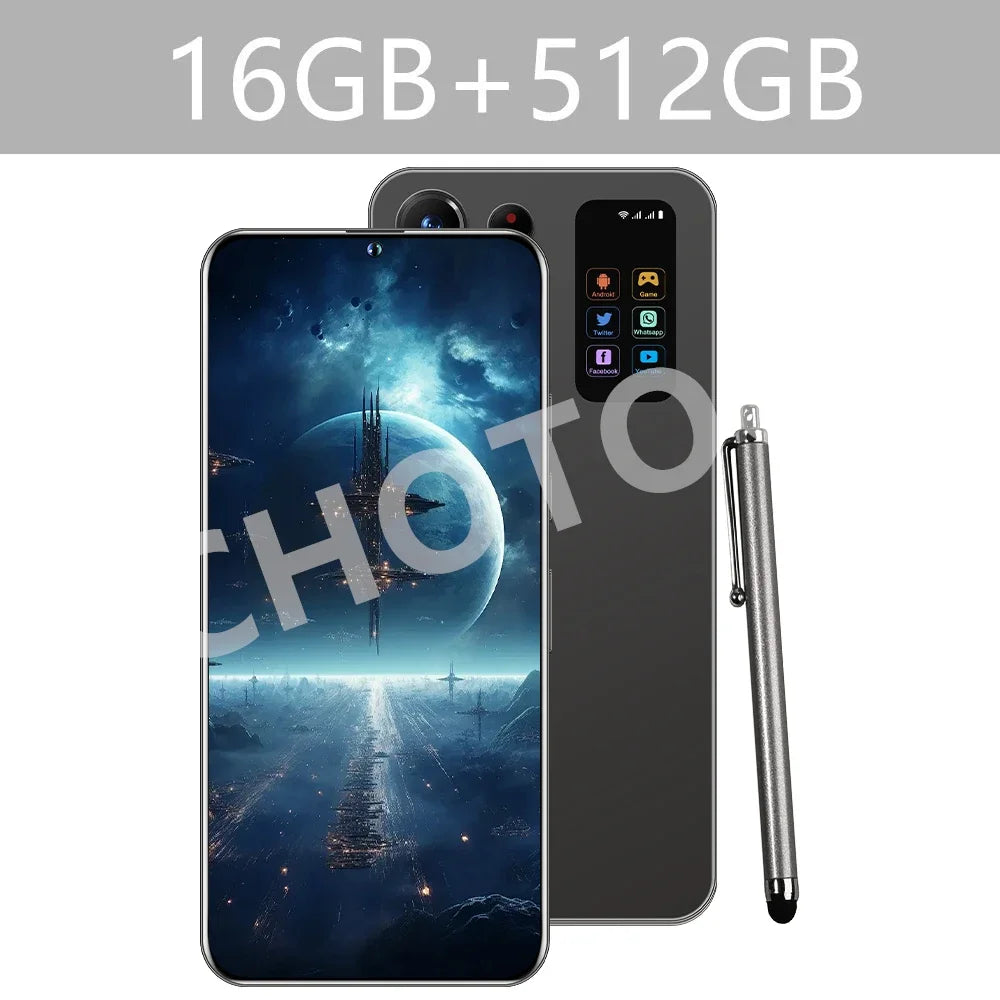 New Cellphones S Plus 25 Ultra Global Version 5G Original 7.3 Inch Smartphone Dual SIM 108MP Cell Phone 7800mAh Android Mobile Phones