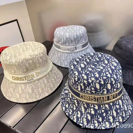 High Quality Lettering Embroidery Sun Block Hat Landscape Painting Fisherman Hat Ladies Outdoor Four Seasons Bucket Hat