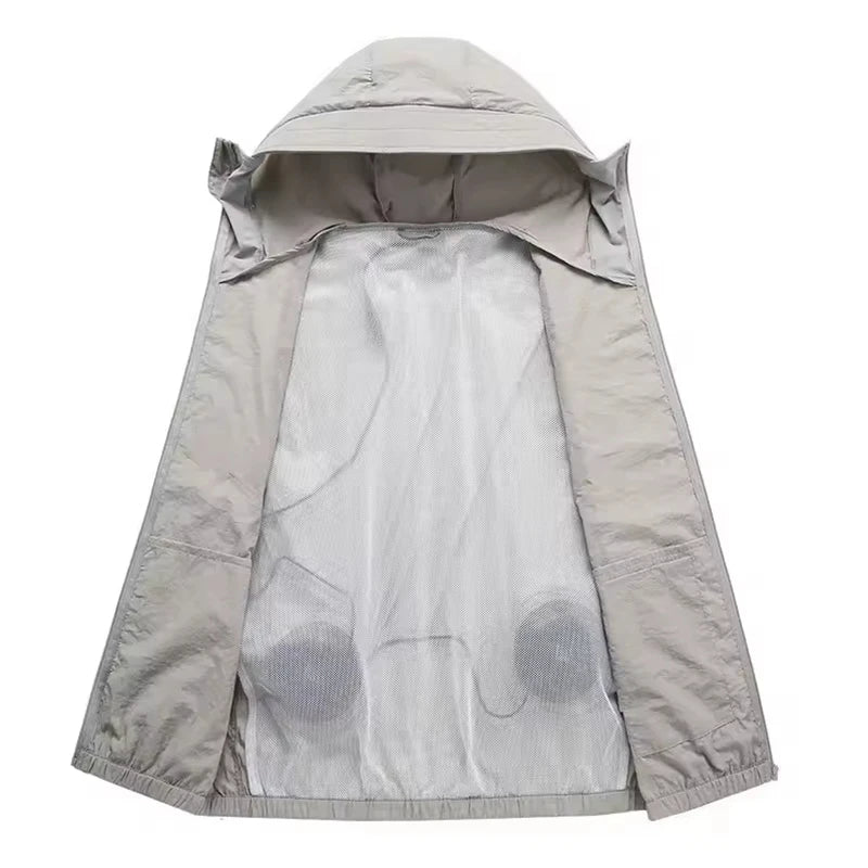Men's Outdoor Summer Coat with USB Electric Fan Cooling Jacket Air Conditioning Fan Clothes for Heatstroke Protection