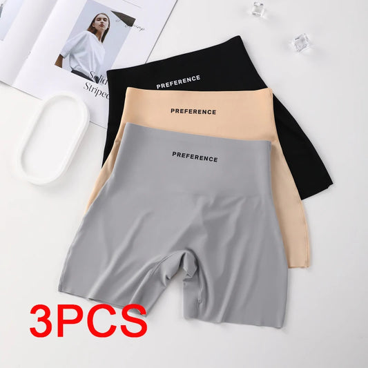 3PCS Set Plus Size Seamless Protective Shorts for Women Ice Silk Summer Underwear