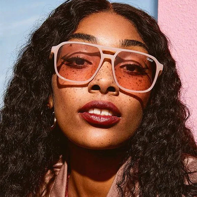 Quay On The Fly Sunglasses Women Double Bridges UV400 Protection Classic Eyewear