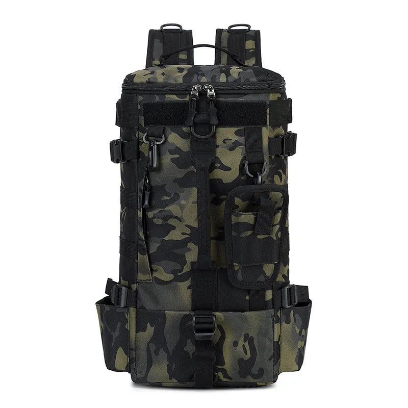 Tactical Fishing Backpack Tackle Bag with Rod Holders Multifunctional Storage for Camping Hiking and Outdoor Activities